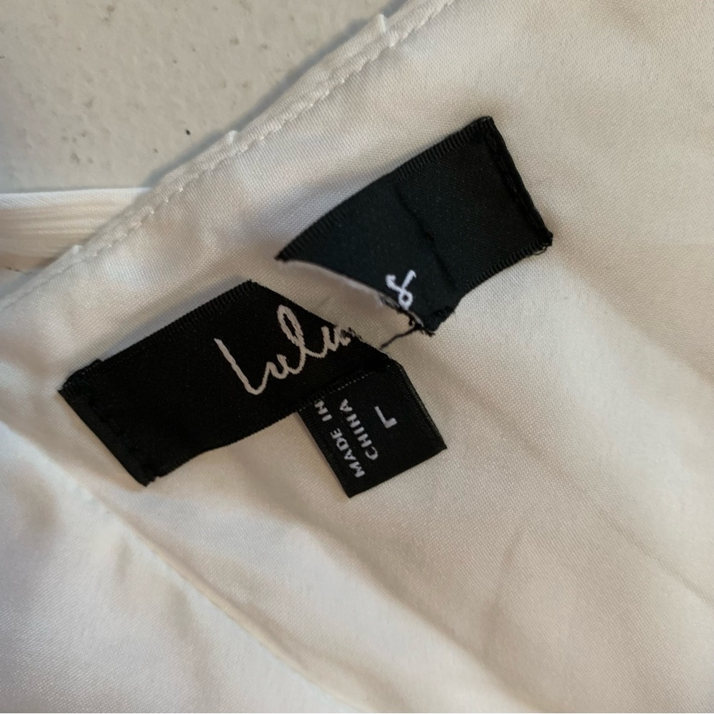 Lulus Large Amalfi Coast White Pleated Flutter Sleeve Mini Dress NWOT - Picture 11 of 16